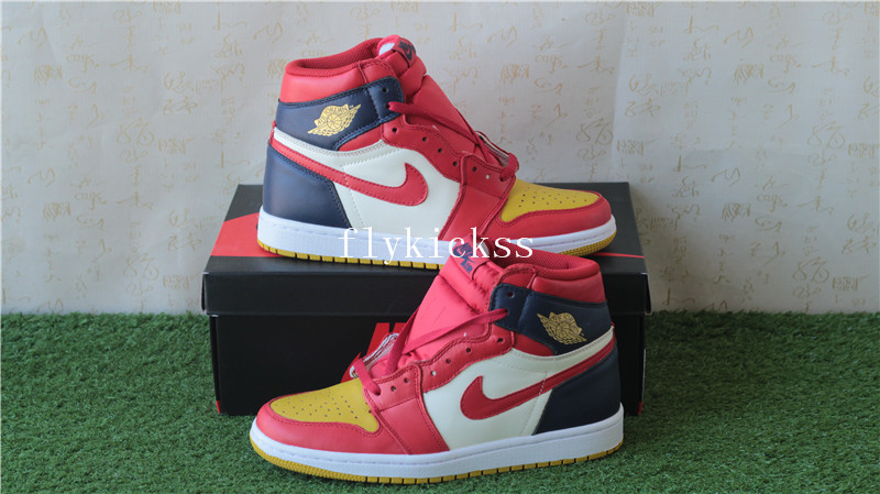 Air Jordan 1 High OG Tri Color Navy Blue Red Yellow